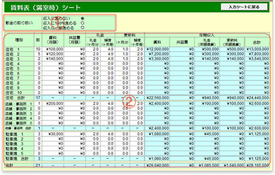 不動産投資DCF法レバレッジ方程式－賃料表シート